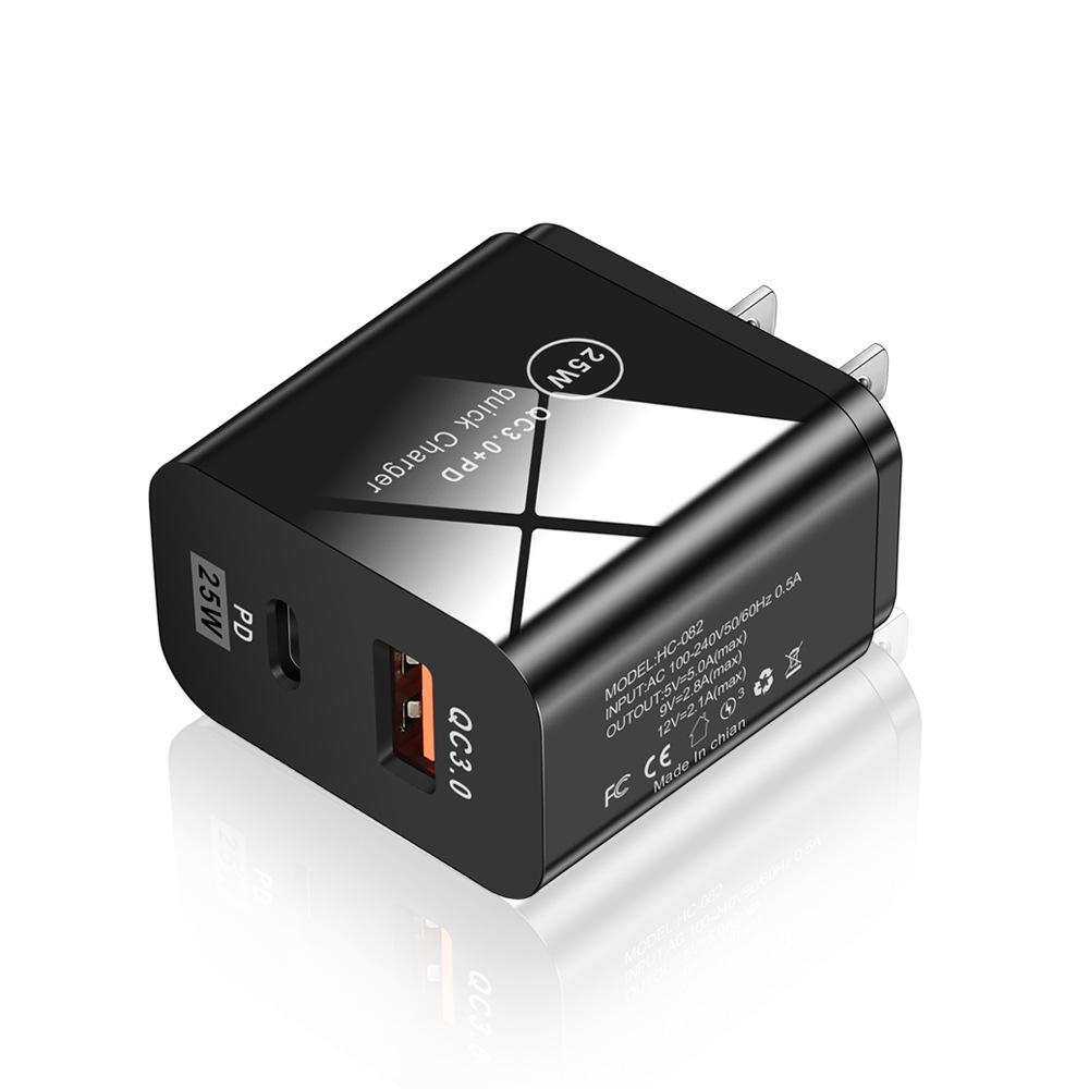 25W PD Fast Charger 5A for Mobile Phones, UK/EU/US Type-C Adapter