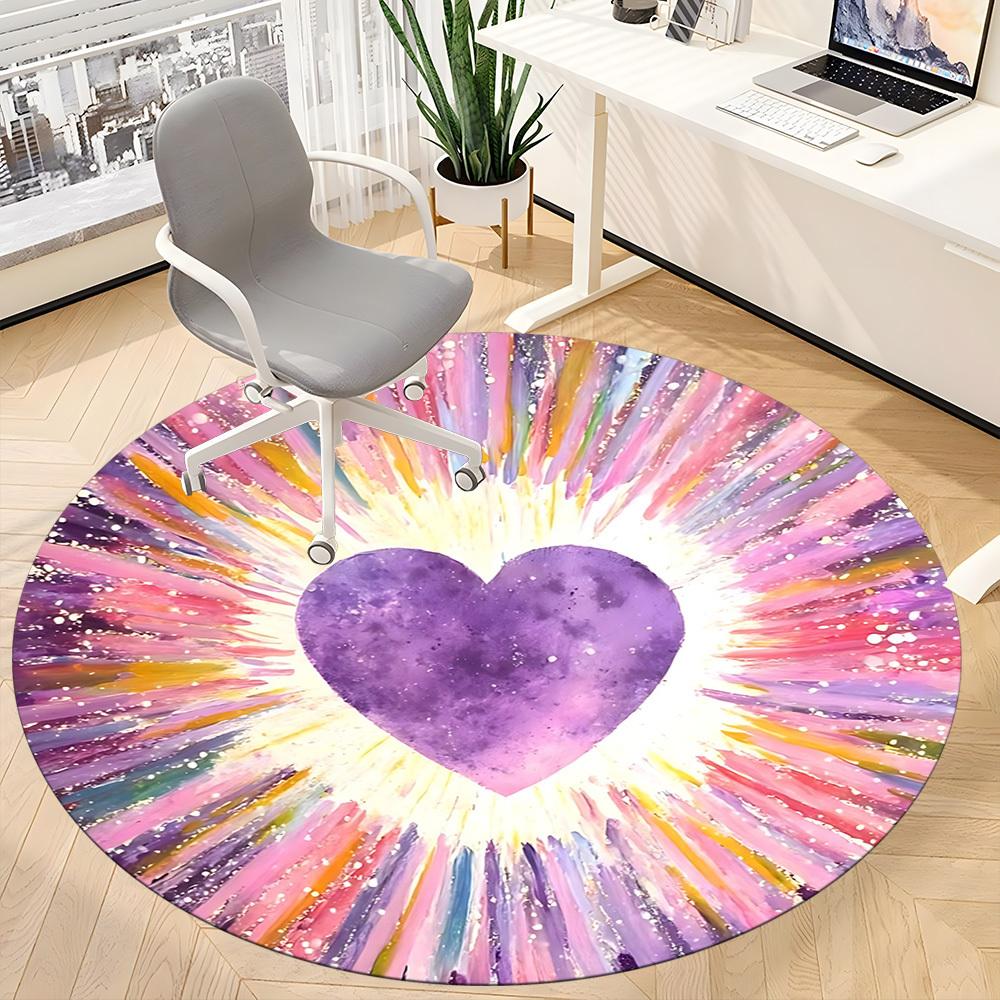 1pc Heartburst Office Round Area Rug,  Mat Suitable ForOffice, Under Office Chairs Bedroom Living Room Home Decor, Room Deco