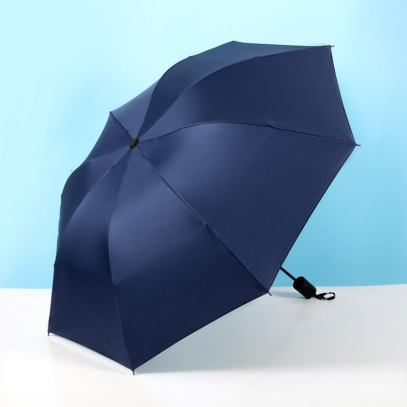 Automatic UV Three-Fold Umbrella - Black Glue Sun/Rain Protection with Printed Logo