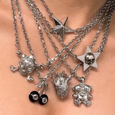 Sweater Necklace Accessories Personality Female Hip Hop Street Skull Star Halloween Collarbone Chain