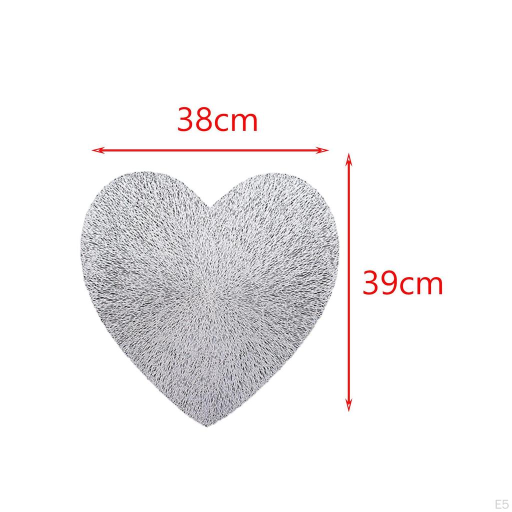 6 Pcs Heart Shaped Placemats Valentine's Day Non-Slip Decorative Placemat for Wedding Home