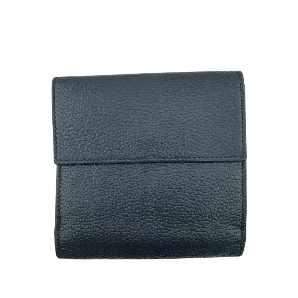 CELINE Circle logo leather Tri-fold wallet Navy leather Used