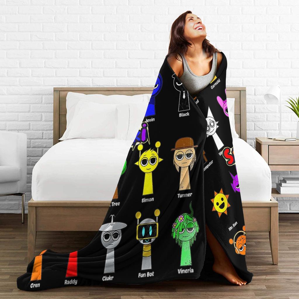 Incredibox Sprunki Blankets Flannel Textile Decor Horror Game Breathable Warm Throw Blanket for Bedding Car Bedspreads