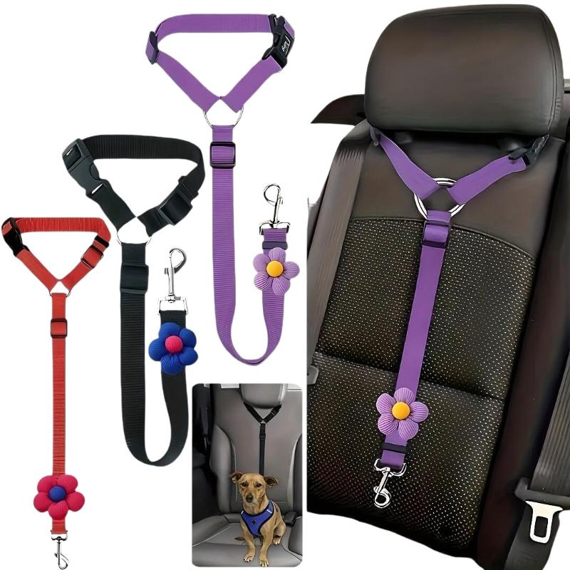 Dog Car Seat Belt Safety Tether Adjustable Pet Harness Restraint for Vehicle Travel Accessory Small Medium Large Dogs Pet Safety