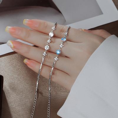 S925 Silver Small Fresh Four-leaf Clover Zircon Bracelet for Women Simple Fashion Temperament Flower Bracelet High-end