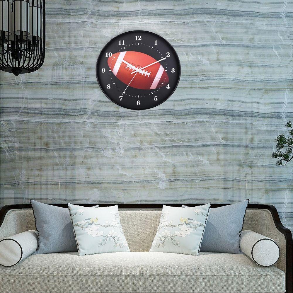 Round Rugby Wall Clock Funny Wall Mounted Clock Modern Silent Movement Clock Office