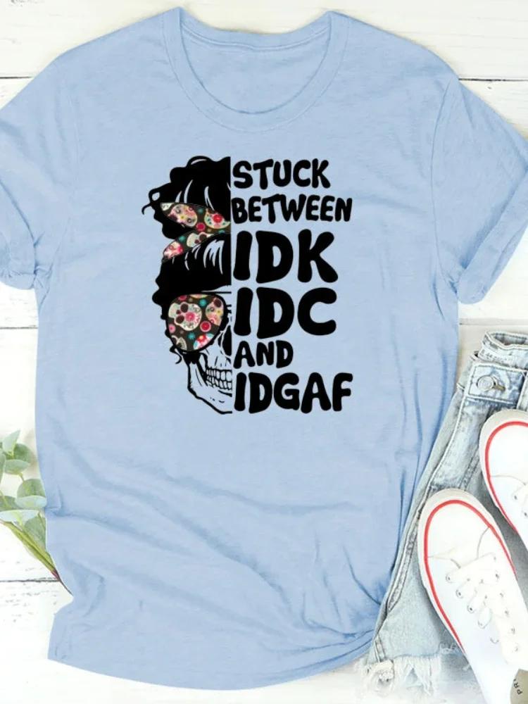 

STUCK BETWEEN Skull Head Print Женская футболка с коротким рукавом и круглым вырезом Свободная женская футболка Женская футболка Топы Camisetas Mujer XXXL небесно-голубой