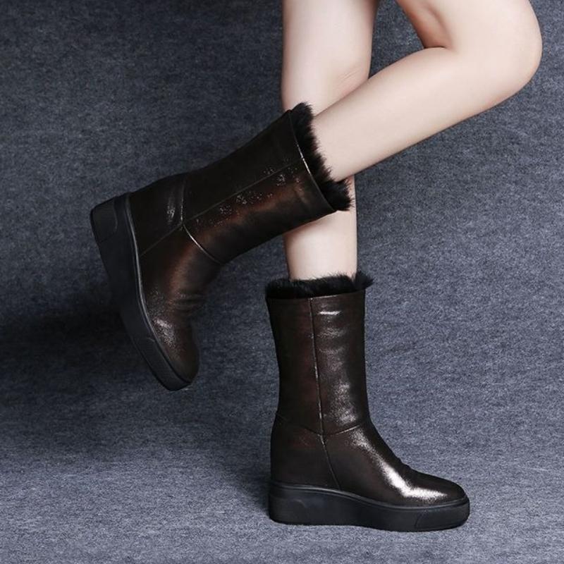Fashion Round Toe Platform Fleece-lined Half High Women's Snow Boots Hot Winter 2025 Novelty New in Comfortable and Elegant Ladies Shoes