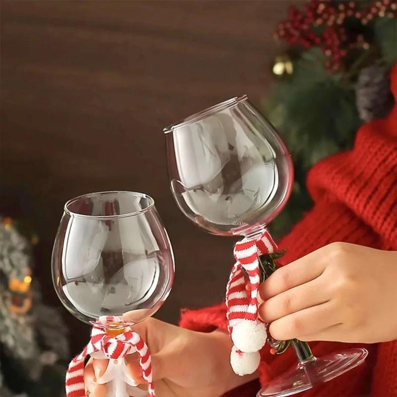 Beverage Drinking Cup for Party Use Glass Cup Elegant with Mini Scarf Christmas Gift Stemwares Wine Glass High Stemmed 1/2pcs