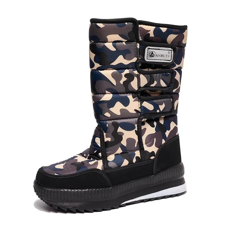 Men'S Mid-Calf Boots Outdoor Waterproof Men Snow Boot -40° Keep Warm Couples Boots Non-Slip Platform Women Shoes Big Size 36-47