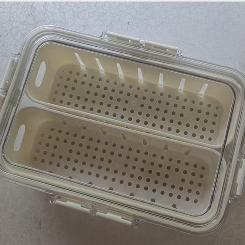 Cross-Border Drain Storage Box: Portable Multigrid Sealed Food Container for Refrigerator and Kitchen.