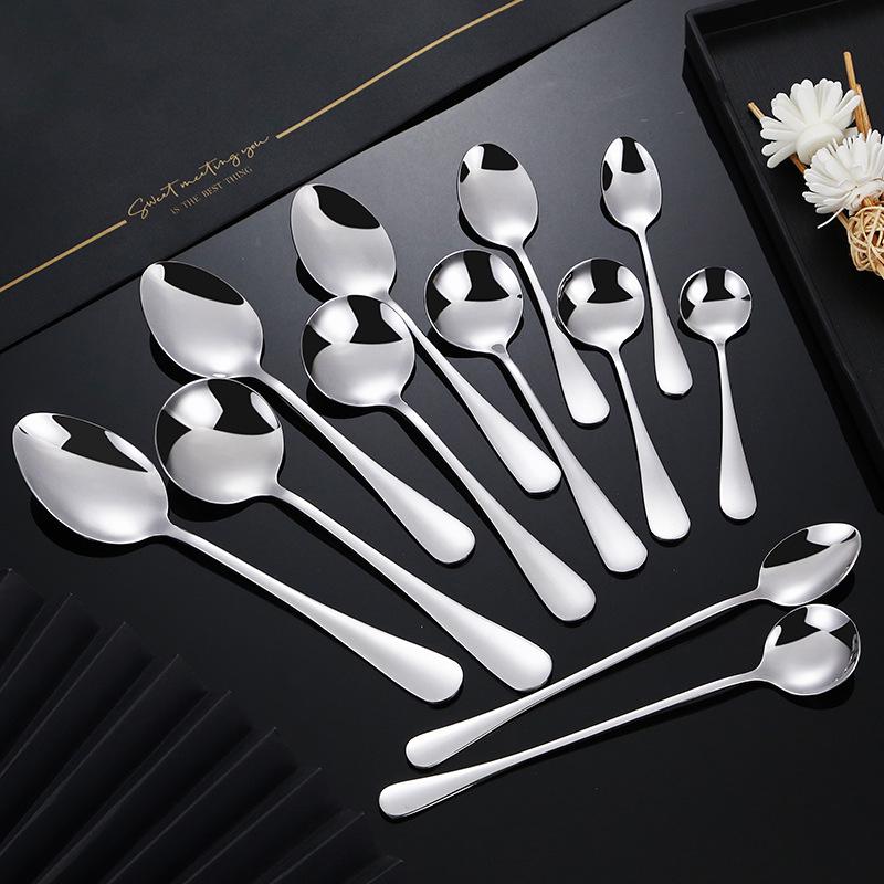 1010 Stainless Steel Dessert Spoon - Thick, Round, Mirror-Finish 304 Stainless Steel Tableware