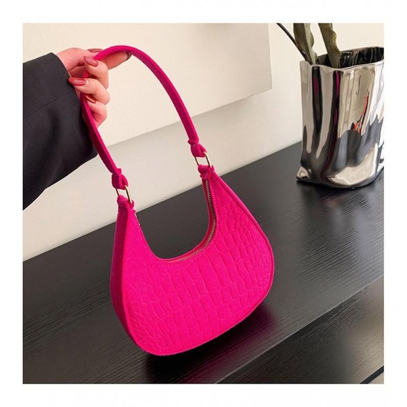 Solid color fashion women's bag trend autumn new stone pattern armpit bag casual shoulder handbag