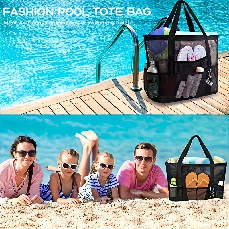 Strandtasche Meeresreise Netz-Strandtasche Große Kapazität Handtuch Sandalen Gitter-Aufbewahrungstasche