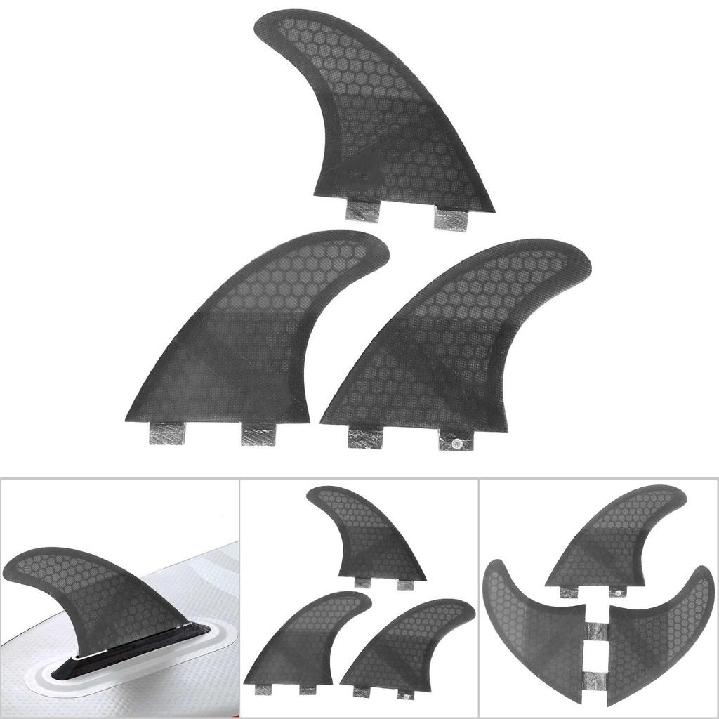 3PCS  Set Glass Fiber Surfboard G3 G5 Fins Surfing Stand Up Paddle Fin Thruster (Black)