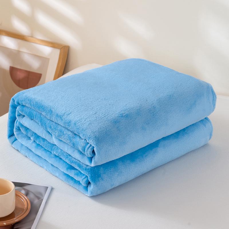 Solid Color Flannel Blanket - Summer Sofa Nap Cover, Coral Fleece Bed Sheet, Gift Blanket