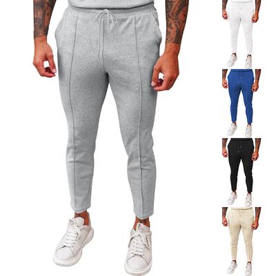 Herren Business-Casual Hose mit Kordelzug im Waffelmuster mit Stretch