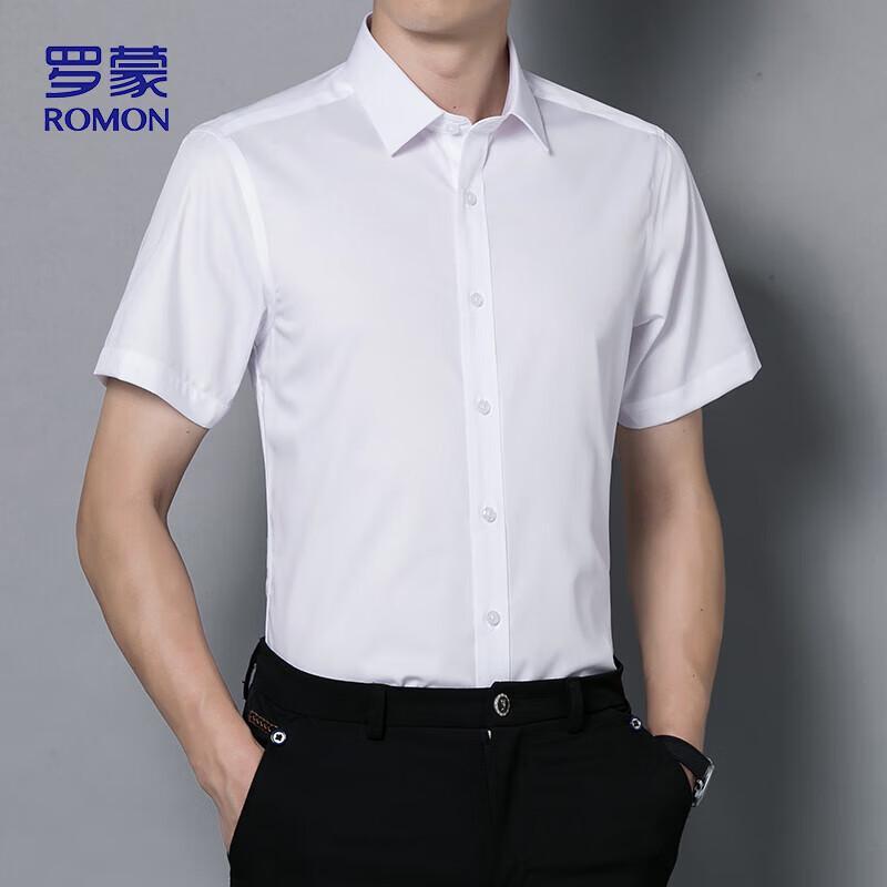 ROMON Men's Non-Iron Breathable Short Sleeve Shirt