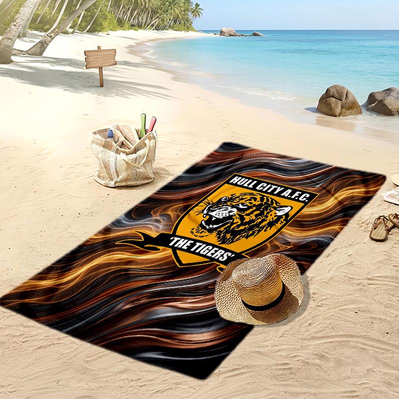 Hull City Football Print Beach Towel, Large Soft Quick Dry Towel for Beach Camping Swimming