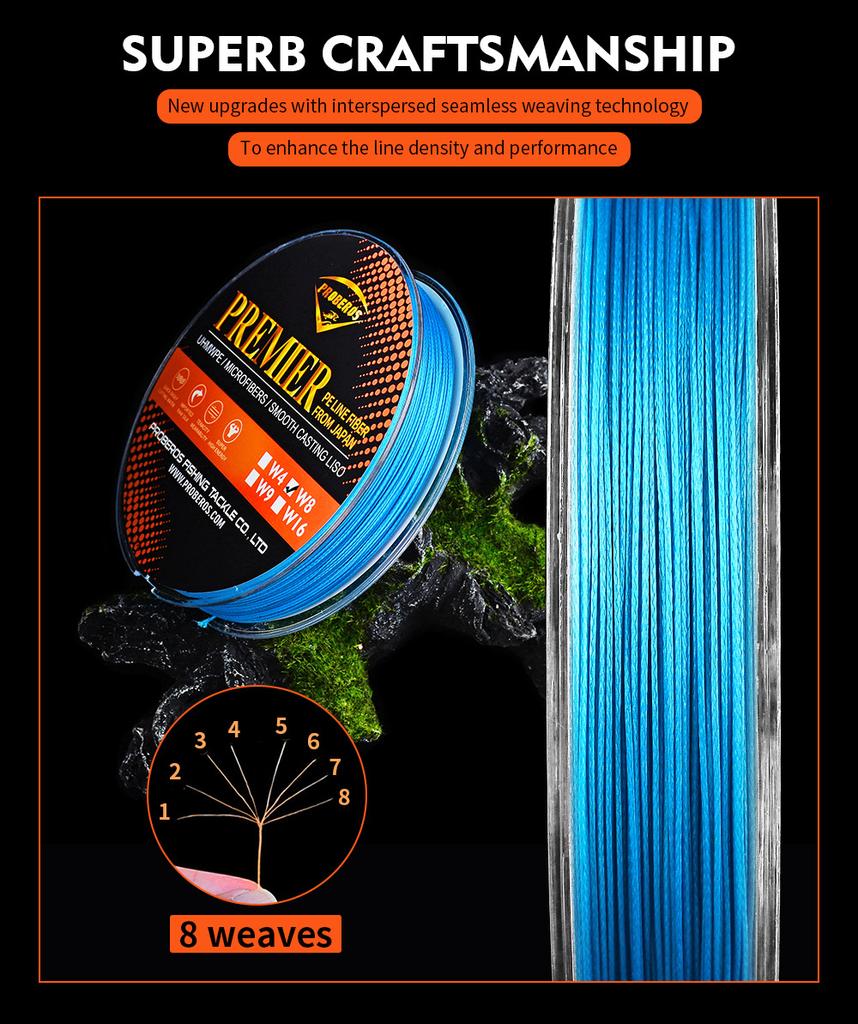 8-piece 100 Meter Dalima PE Fishing Line, 5-color PE Line, 3.0 # -13 # Woven PE Fishing Line