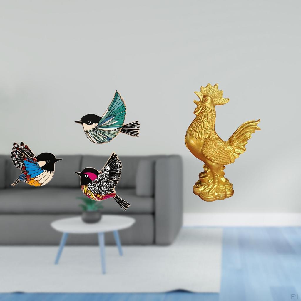 Wooden Bird Wall Art And Chicken Figurine Feng Shui Decor for Garden Study Room Farmhouse Home