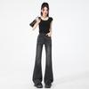 Spice girl high-waisted flared pants pure desire versatile women's jeans spring new thin versatile elastic horseshoe pants