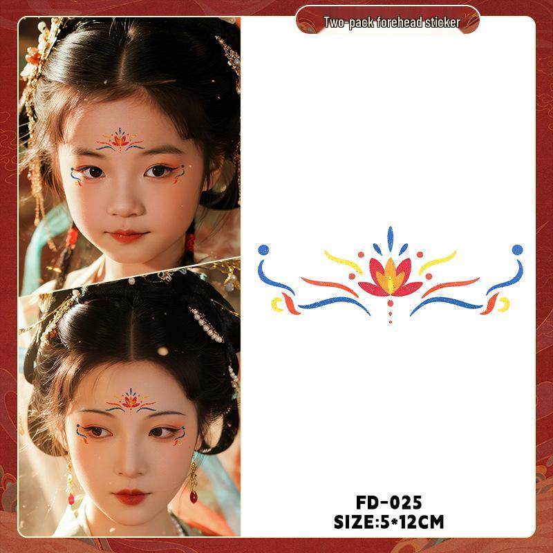 Dunhuang Glitter Face Stickers: Ancient Style Forehead & Eye Tattoos for Hanfu and Stage Performance