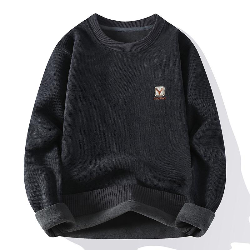 

Men s Autumn and Winter Thickened Integrated Velvet Inner with Primer Knitted Sweater Korean Version Versatile Loose Thermal Pullover 3XL