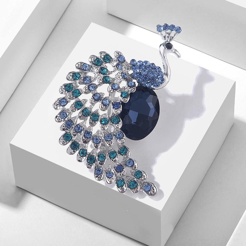 Retro Peacock Crystal Brooch With Alloy Enamel Pin For Women And Men