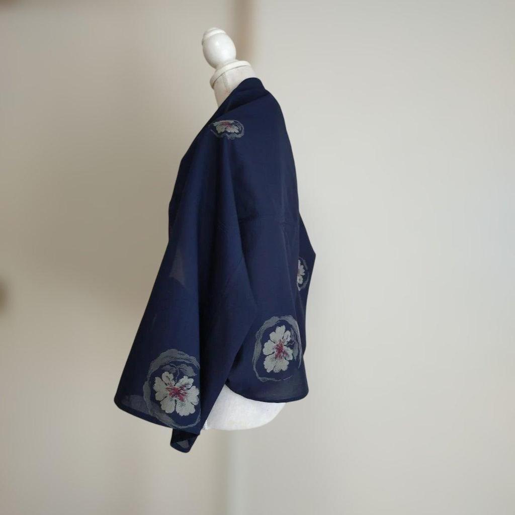 Used Summer Kimono Sha Remake Bolero Sheer feel, air conditioning countermeasure Handmade