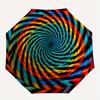 Colorful Spiral Patterned Stained Glass Window Panel Umbrella, Cute Umbrella with Cute Design, Portable 3-Fold Compact Umbrella for Men & Women, Valen