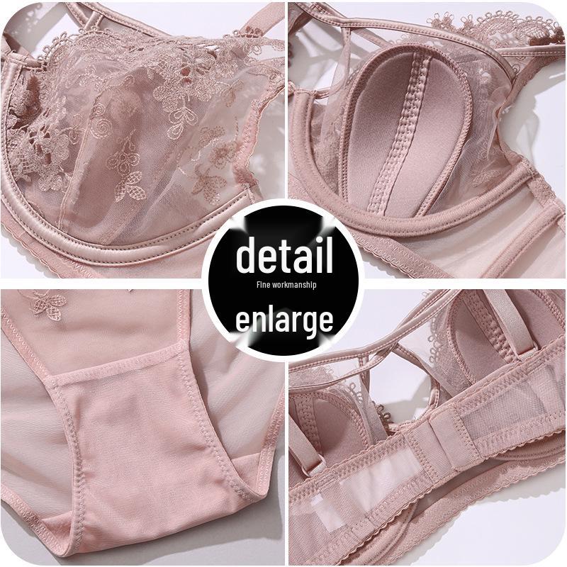 French Lace Bunny Ears Push-Up Bra Set for Small Busts
