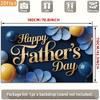 2D Navy Blue Father's Day Banner, Gold Lettering with Blue Floral Decor