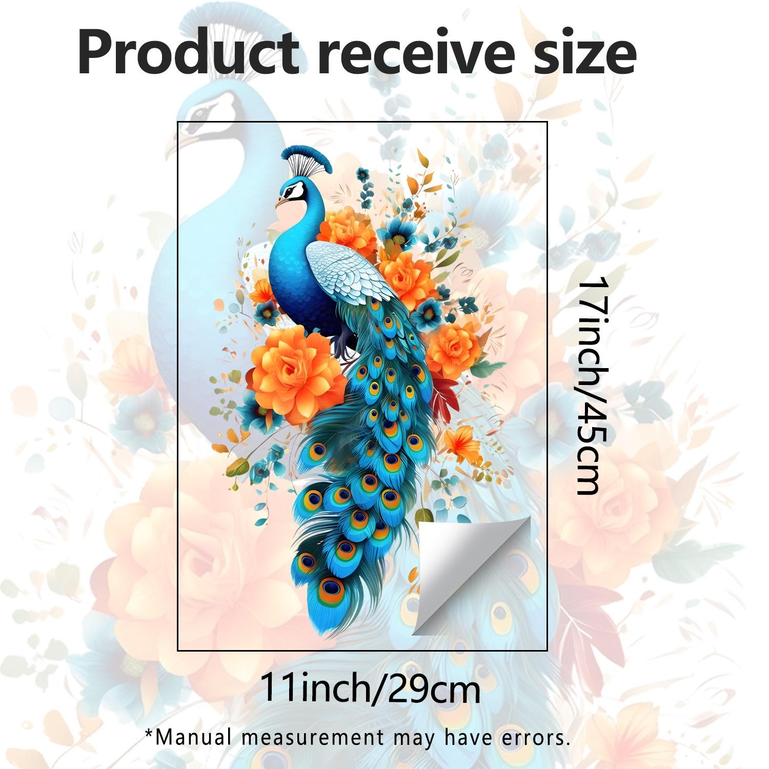 Blue Peacock Orange Flower Window Sticker for Children s Room, Living Room, Bedroom and Study Window Decoration JDT-A565