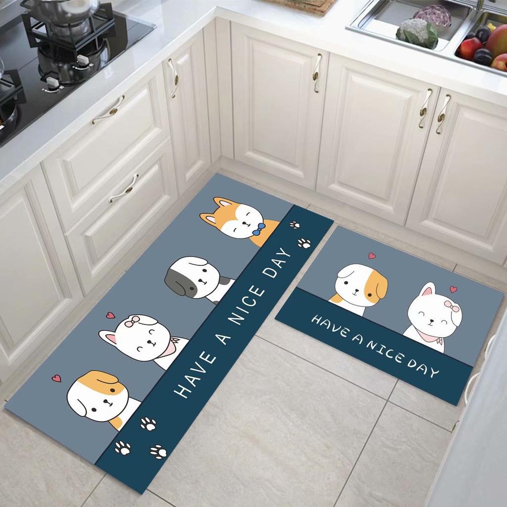Cartoon Kitchen Floor Mat, Water-Absorbing And Oil-Absorbing Diatom Mud Floor Mat, Wear-Resistant And Dirt-Resistant L-Shaped Floor Mat, Anti-Skid Ma
