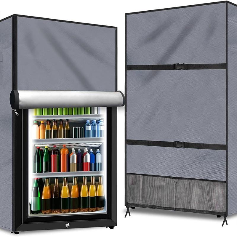 Upright Refrigerator Cover 210D Oxford Cloth Waterproof Outdoor Dust Sunshade Protector Cover for Upright Freezers Refrigerators