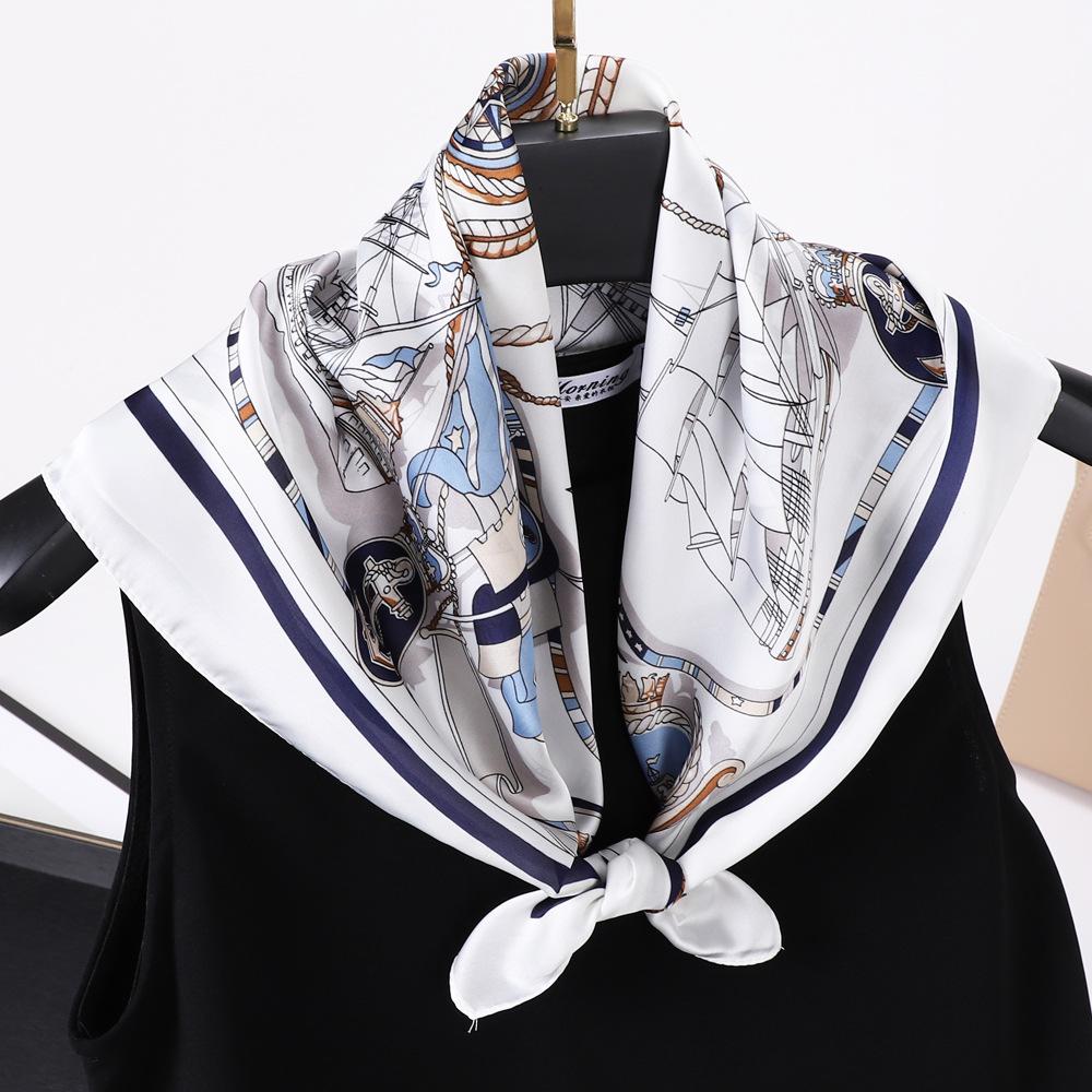 Small Scarves With Spring And Autumn Prints  New Simulation Silk Square Scarves For Women's Fashion High-end Scarves Versatile Small Scarves