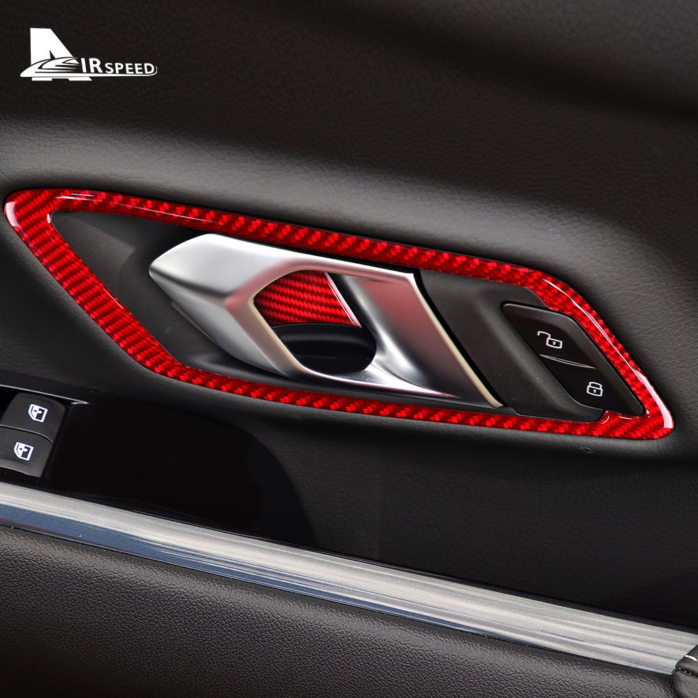 Real Soft Carbon Fiber Sticker For Toyota Supra GR A90 A91 MK5 2019 2020 2021 2022 2023 2024 2025 Car Interior Inner Door Handle