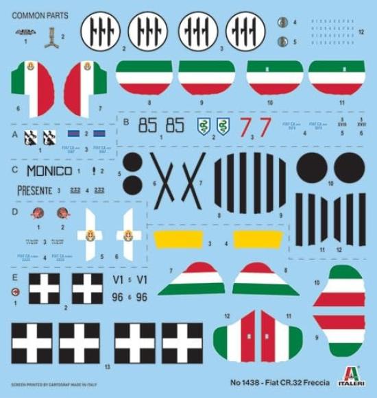 PLATZ Italeri Scale Spanish Civil War Italian Freccia Plastic Model Kit IT1438 1/72 CR.32 (Airplane)