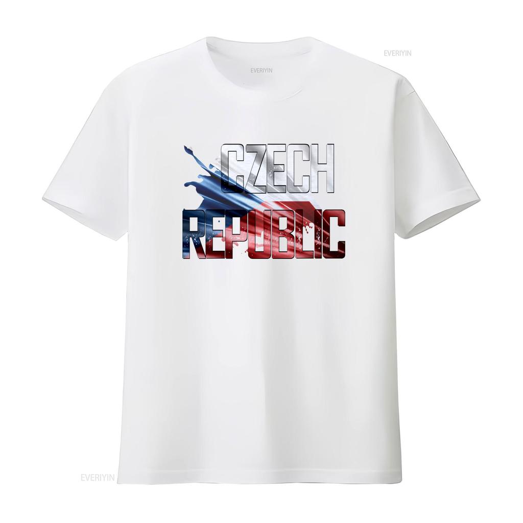 Czech Republic Flag T Shirt Country Printing For Men And Women vintage Washed Versatile Soft homme fashion Comfortable Casual