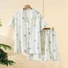 2026 Summer New Women's Pajama Set 100% Cotton Gauze Short Sleeve Shorts Two Piece Set Thin Cardigan Home Clothes Sleepwear