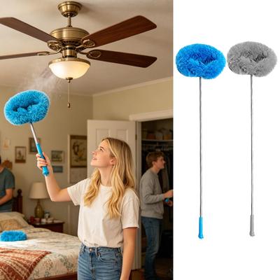 High Ceiling Fan Duster Kit W/Extension Pole, Long Reach Cleaning Tool Washable Microfiber Blade Cleaner for Home Bedroom Office