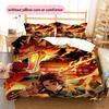 Demon Slayer Kimetsu No Yaiba Pattern Bedding Quilt Set  Home Decoration  Gift (1 * Duvet Cover + 2 * Pillowcase  Without Core)