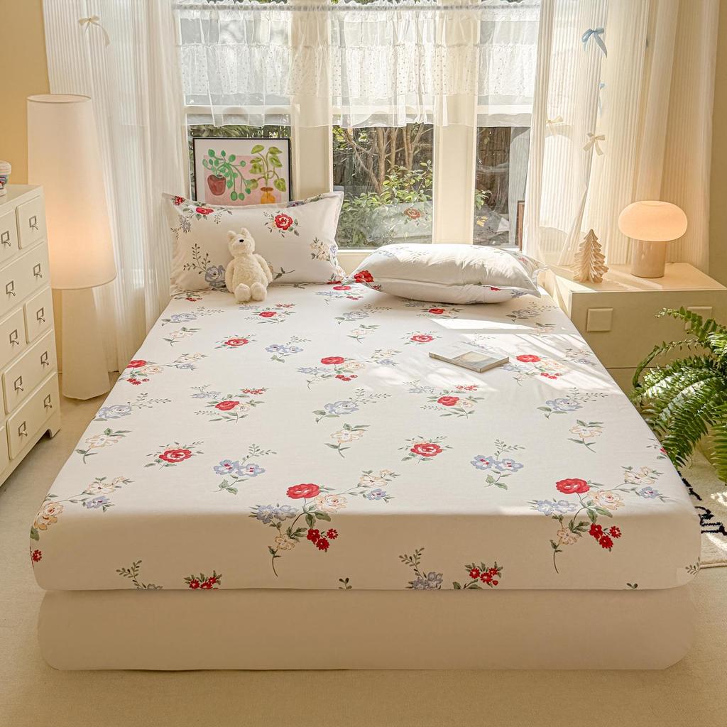 Skin-friendly Aloe Cotton Printed Fitted Sheet Bed and Mattress Protector
