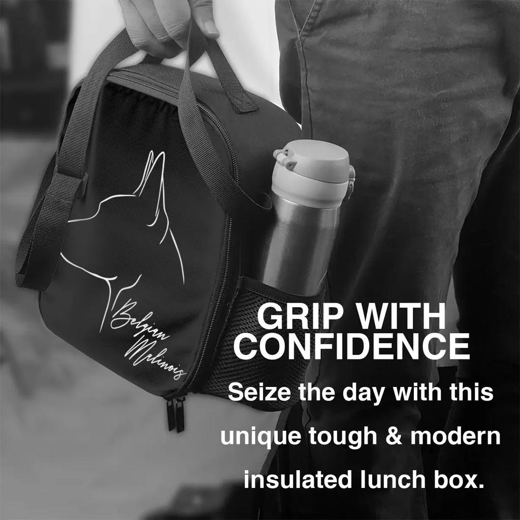 Malinois Dog Insulated Lunch Bags for Work School MalinoisBelgian Shepherd Dog Malinois Waterproof Cooler Thermal Bento Box