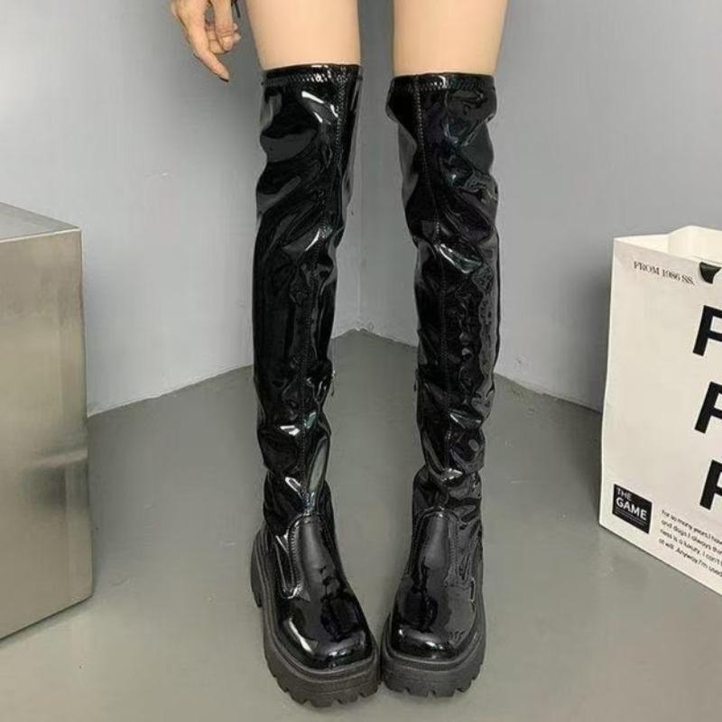 Women Over The Knee Chelsea Boots High Top Chunky Platform Winter Fashion Pumps New Trend Casual Goth Woman Long Botas