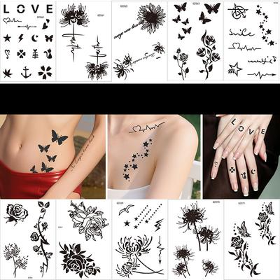 Eenvoudige Bloem Kruiden Tattoo Sticker Waterdicht Cartoon Geometrie Langdurige Sap Tattoo Sticker