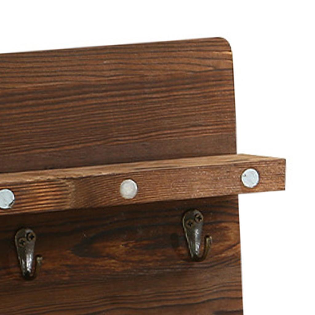 Mail Holder Large Size Wall Mounted Mail Organizer with Key Hooks Solid Wood Home Decor for