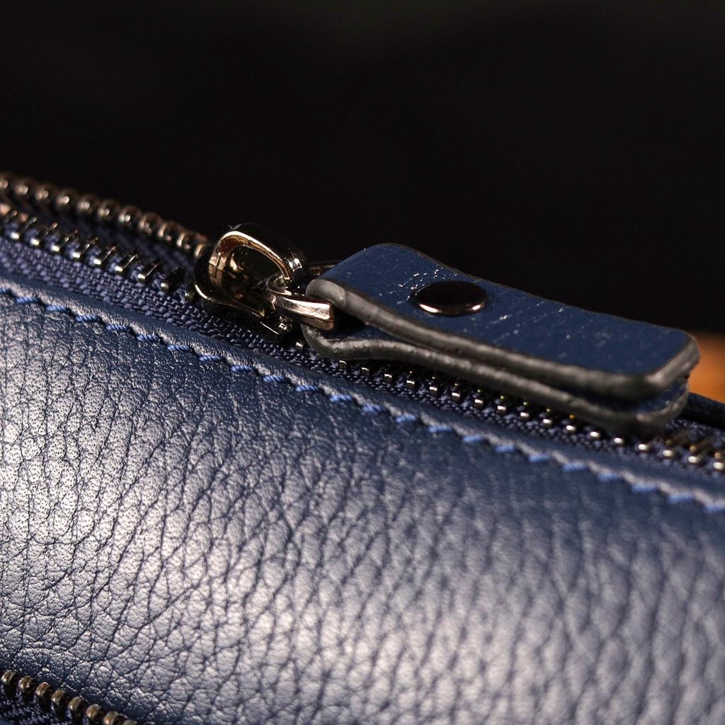 Original Men's Clutch Bag Made of Genuine Grained Leather CANPELLINI 21555 Blue