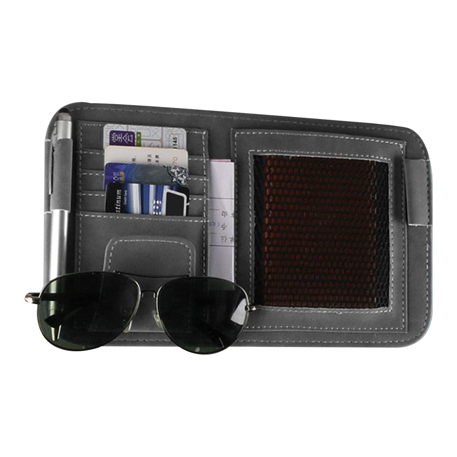 

Чехол для хранения очков на автомобильный козырек, держатель для очков, карман для хранения очков на автомобильный козырек, многокарманный органайзер для карт, солнцезащитных очков, ручек, заметок серый